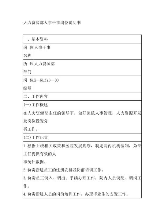 国电人资主任_发电企业人力资源部主任岗位职责_2025年度发电企业人力资源部主任职务说明书