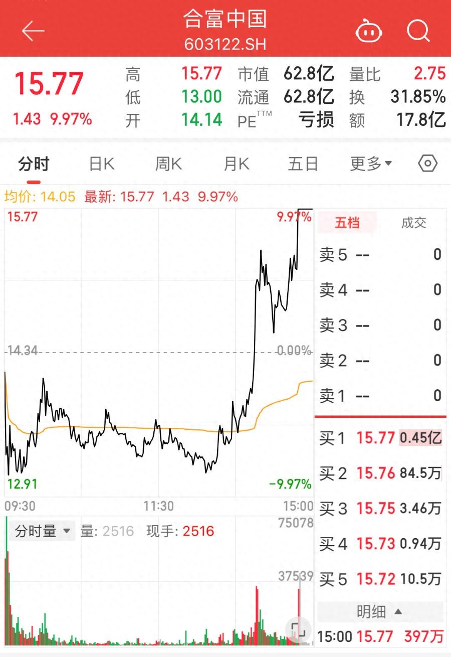 9连板！连发七道风险警示后，合富中国尾盘直线拉涨停
